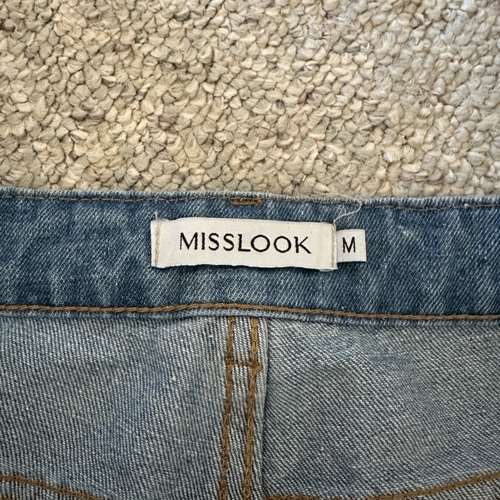 MISSLOOK Blue Patchwork Women Jeans Overalls - Picture 4 of 5